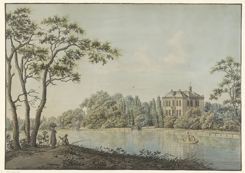 Gezicht op huis Over Holland met theekoepel aan de Vecht te Nieuwersluis by Pieter Bartholomeusz. Barbiers, print, 1782-1837