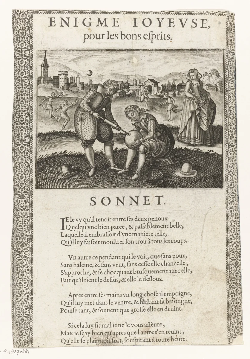 Jonge mannen bij ballonspel by anonymous, print, 1610-1680