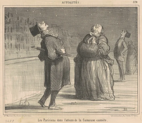 La parisiens dans l'attente de la ...comète by Honoré Daumier, print, 1857
