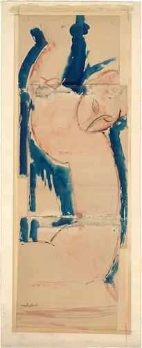 Caryatid: Rose and Blue by Amedeo Modigliani, painting, 1912-1914