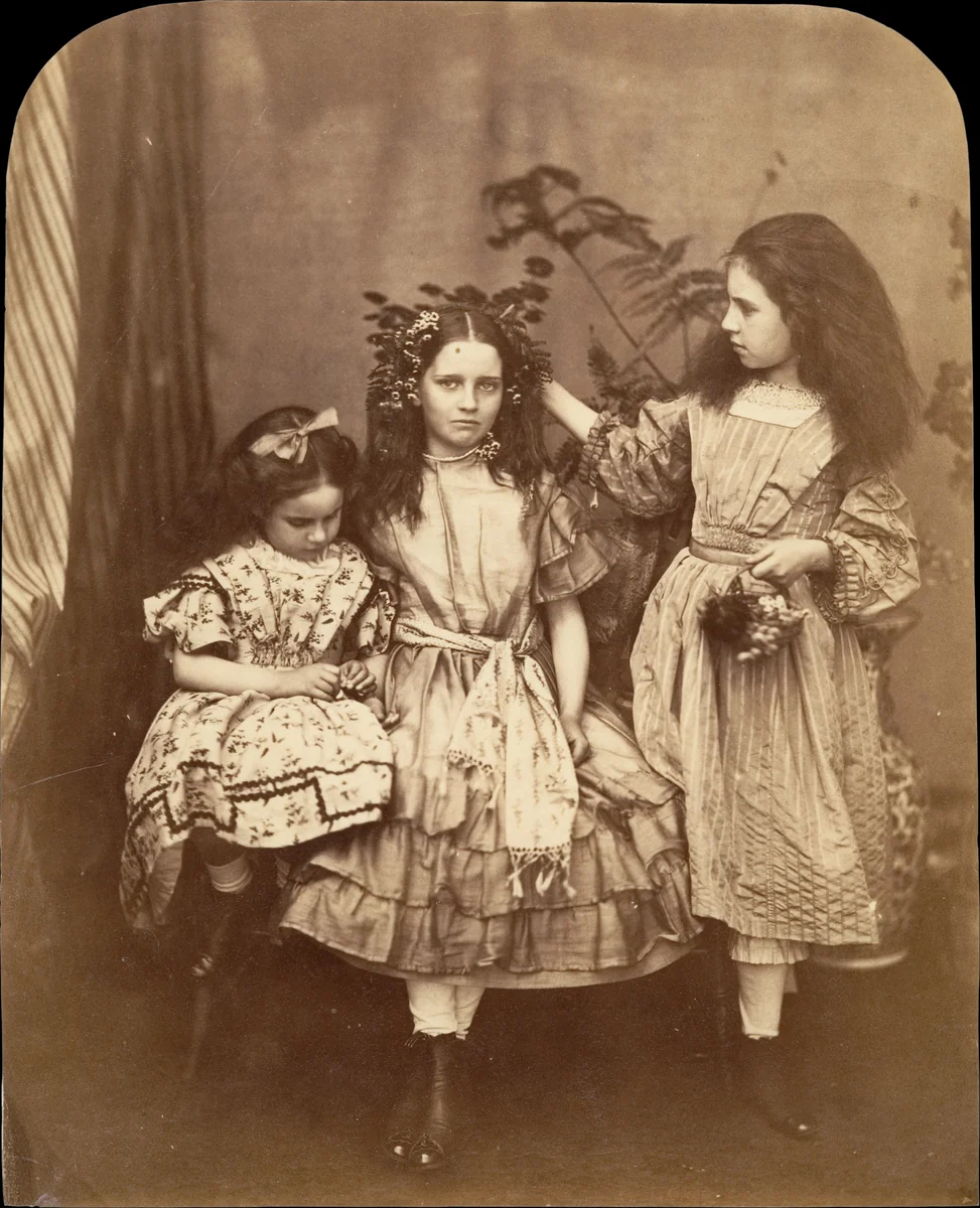 Flora Rankin, Irene MacDonald, and Mary Josephine MacDonald at Elm Lodge by Lewis Carroll, photograph, 1863