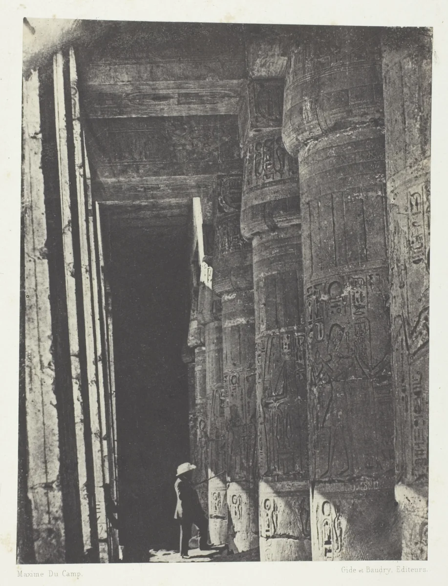 Médinet-Habou, Galerie du Palais de Ramsès-Méiamoun; Thèbes, plate 52 from the album "Egypte, Nubie, Palestine et Syrie" (1852) by Maxime Du Camp, photograph, 1849-1851