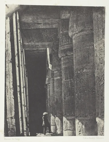 Médinet-Habou, Galerie du Palais de Ramsès-Méiamoun; Thèbes, plate 52 from the album "Egypte, Nubie, Palestine et Syrie" (1852) by Maxime Du Camp, photograph, 1849-1851