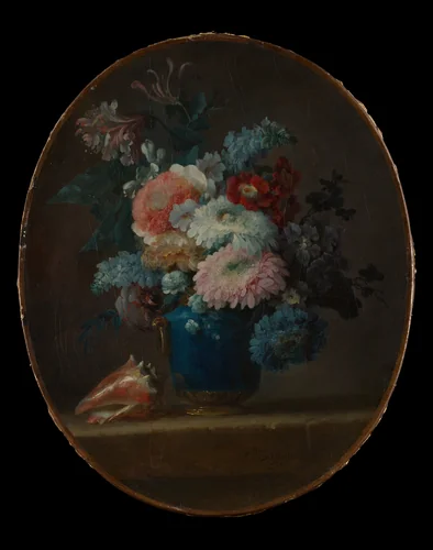 Vase of Flowers and Conch Shell by Anne Vallayer-Coster, painting, 1780