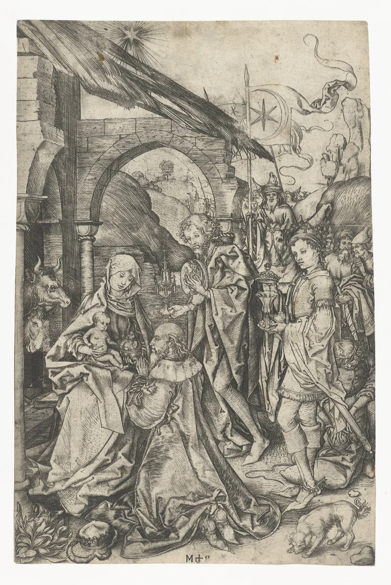 De aanbidding der koningen by Unknown, print, 1470-1482