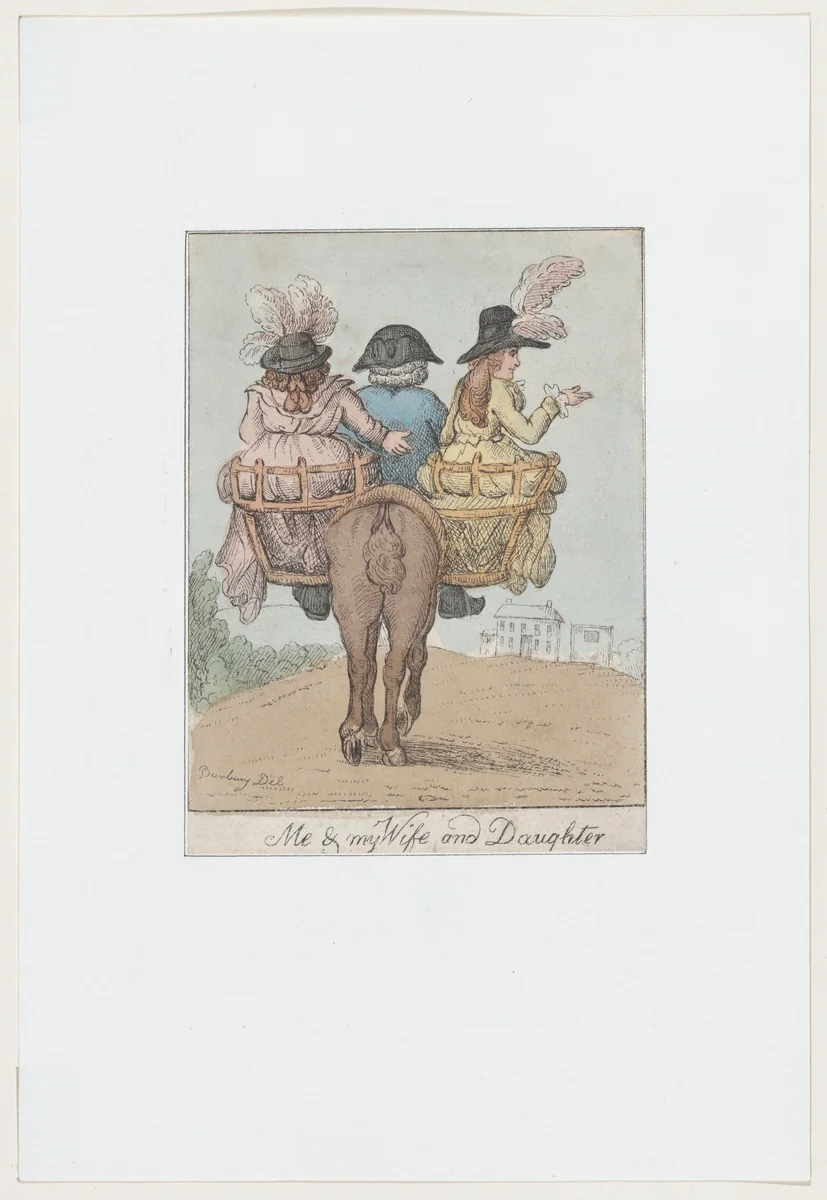 Me and My Wife and Daughter by Henry William Bunbury, print, 1780-1800