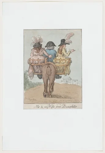 Me and My Wife and Daughter by Henry William Bunbury, print, 1780-1800