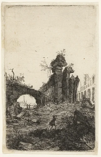 Ruins of the Collosseum, plate 10 from The Ruins of Rome by Bartholomeus Breenbergh, print, 1639-1640