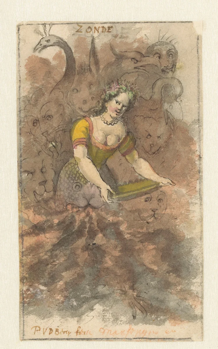 Zonde by Pieter van den Berge, drawing, 1675-1737