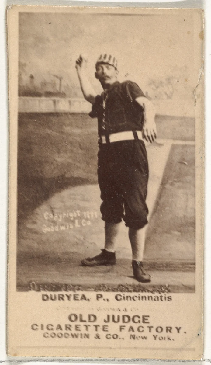 James Newton "Jesse" Duryea, Pitcher, Cincinnati, from the Old Judge series (N172) for Old Judge Cigarettes by Goodwin & Company, photograph, 1888-1889