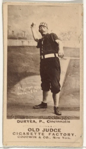 James Newton "Jesse" Duryea, Pitcher, Cincinnati, from the Old Judge series (N172) for Old Judge Cigarettes by Goodwin & Company, photograph, 1888-1889