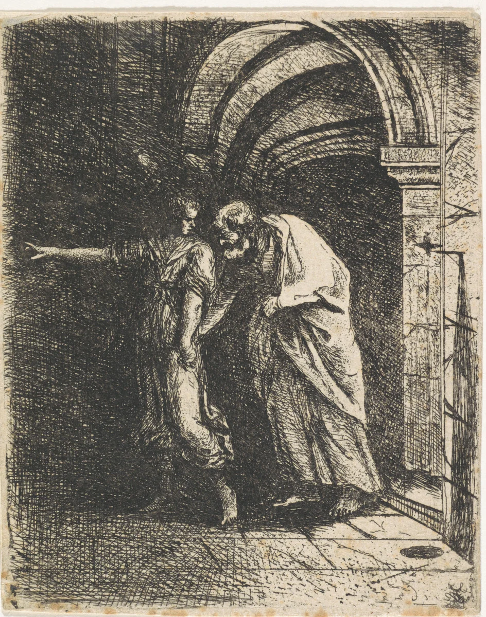 Bevrijding van Petrus uit de gevangenis by Anthony de Vos, print, 1675-1729