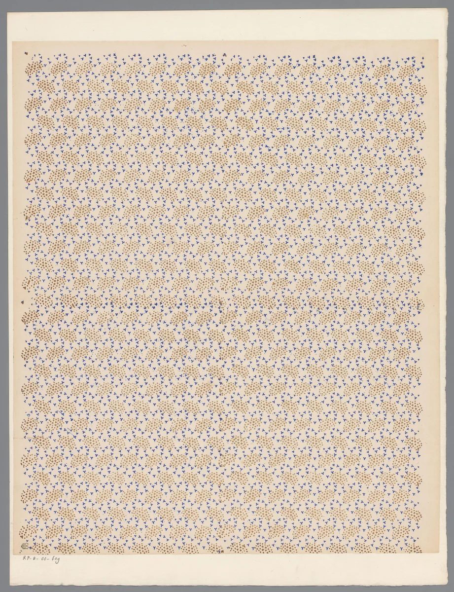 Blad met strooipatroon van stippenwolk tussen Y-vormen by anonymous, print, 1800-1900