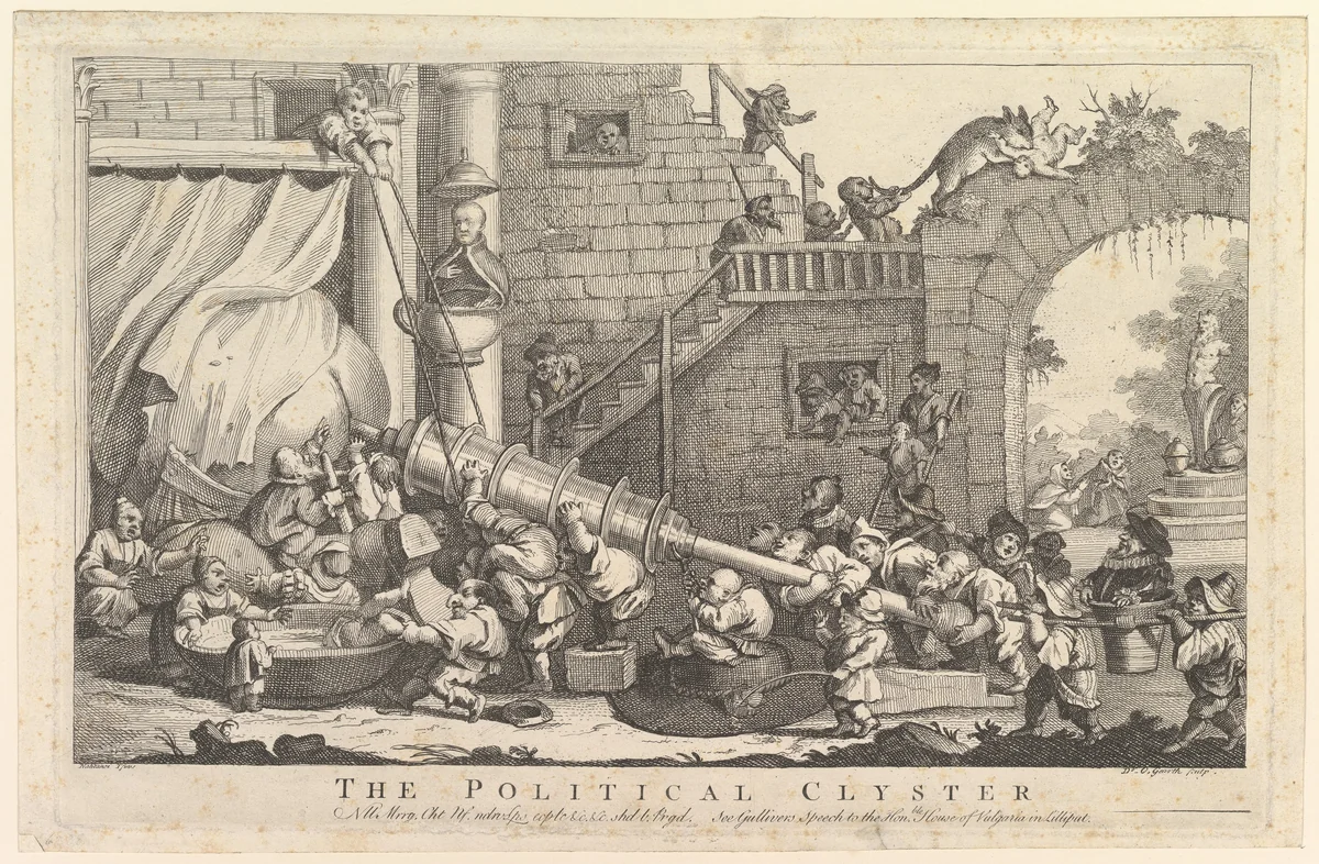 The Political Clyster by William Hogarth, print, 1757