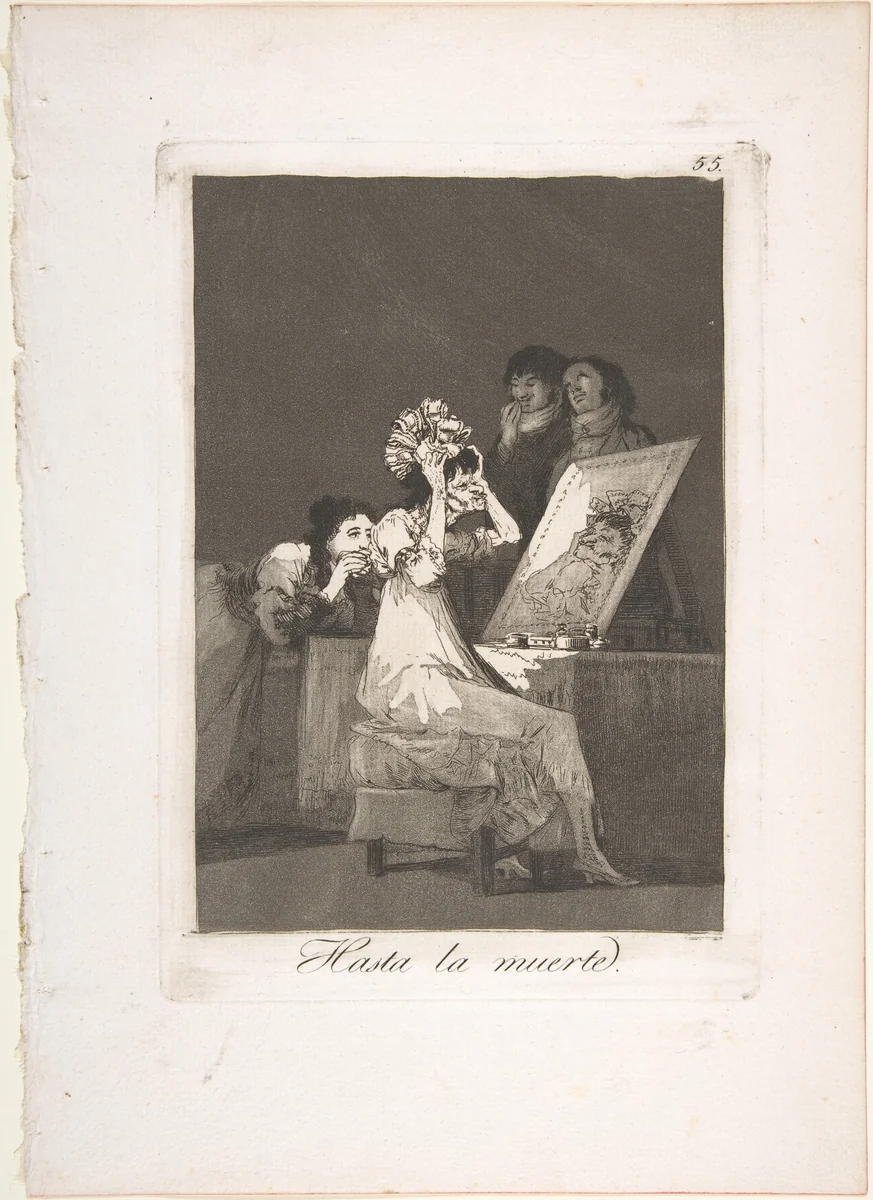 Plate 55 from "Los Caprichos": Until death (Hasta la muerte) by Goya, print, 1799