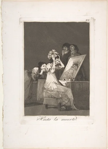 Plate 55 from "Los Caprichos": Until death (Hasta la muerte) by Goya, print, 1799