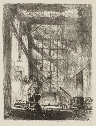 English War Work: Bringing in the Gun by Joseph Pennell, print, 1916