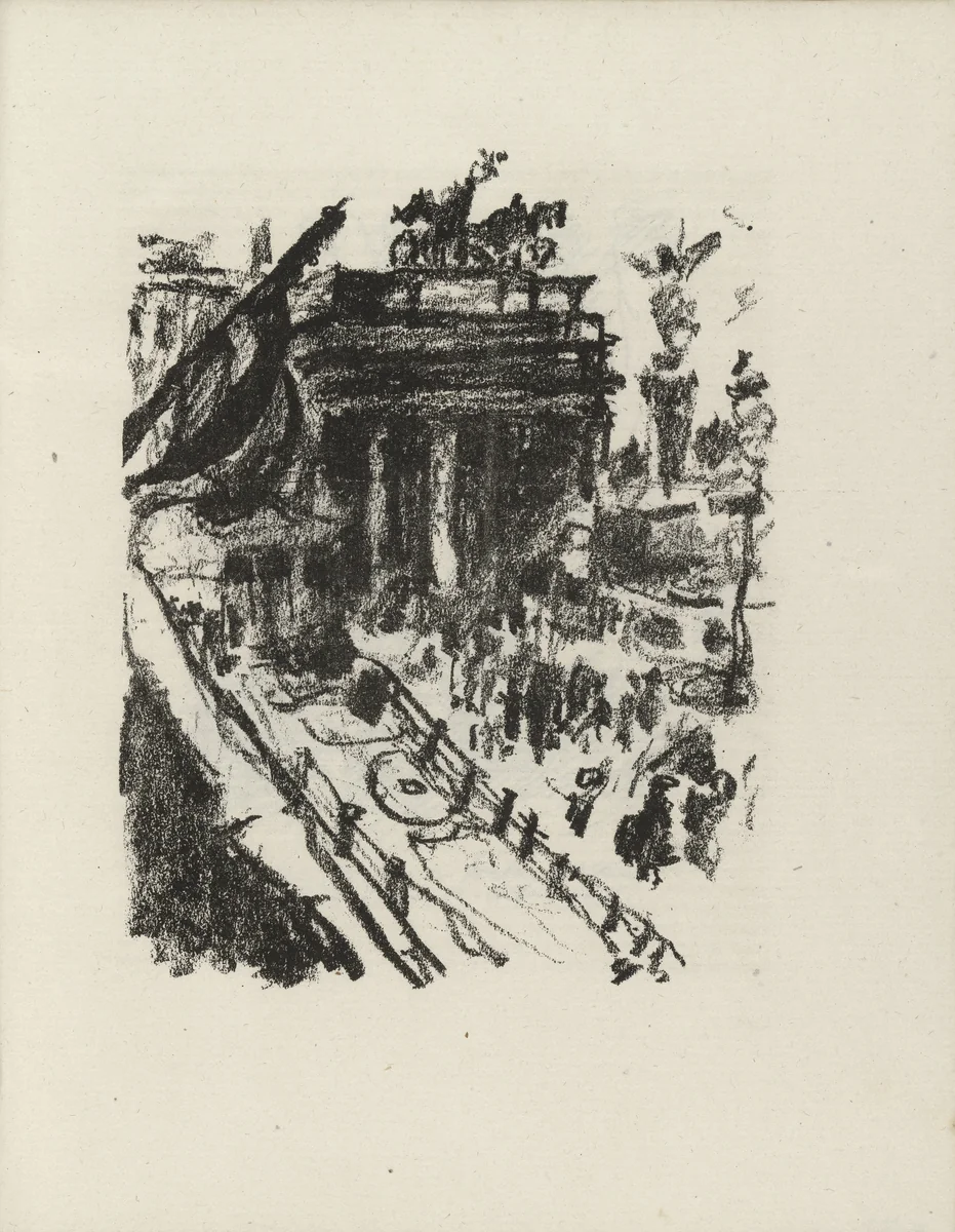 Brandenburg Gate (Bradenburger Tor) (plate facing page 92) from Gesammelte Schriften (Collected Writings) by Lovis Corinth, illustrated book, 1920
