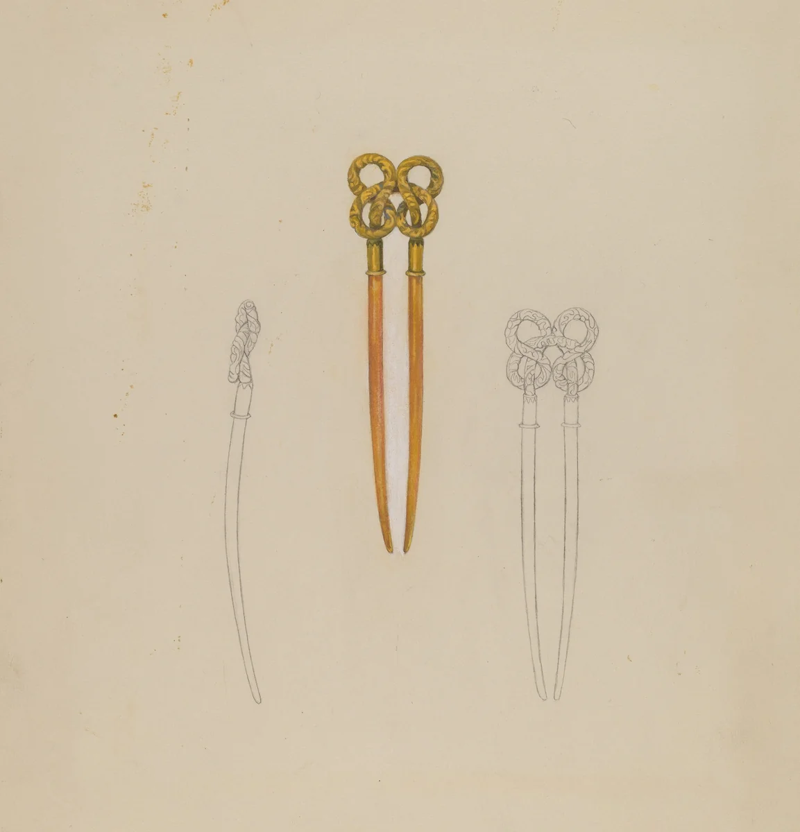 Amber Hairpin by American 20th Century, index of american design, 1935-1942