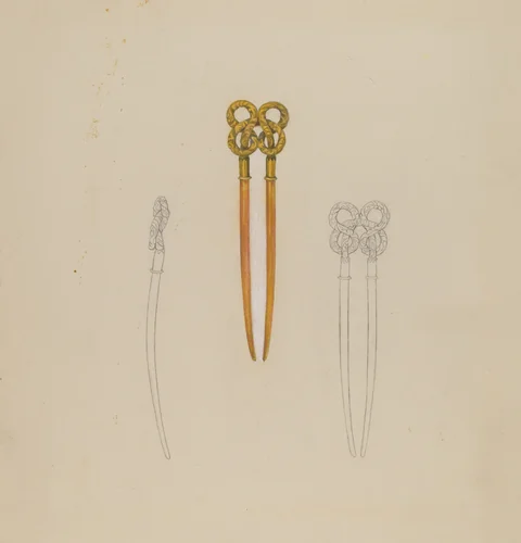 Amber Hairpin by American 20th Century, index of american design, 1935-1942