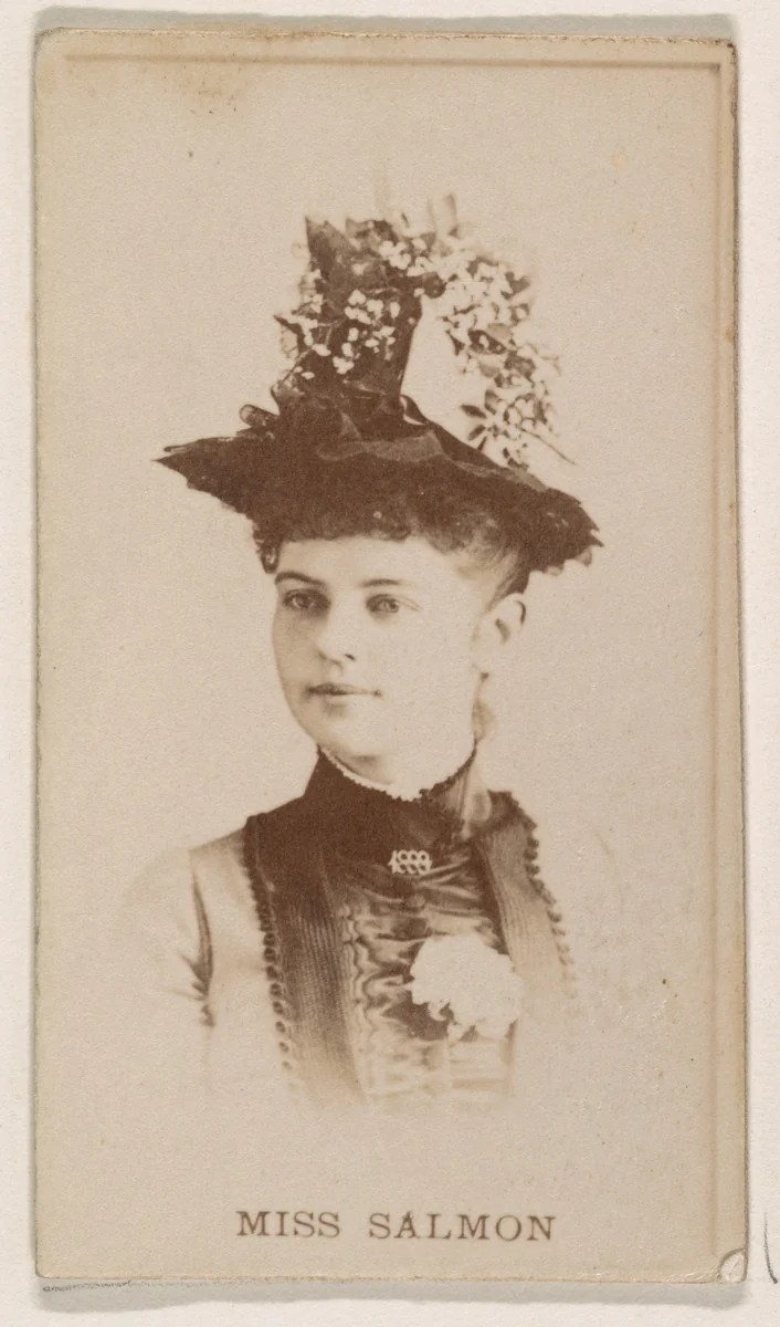 Miss Salmon, from the Actresses series (N245) issued by Kinney Brothers to promote Sweet Caporal Cigarettes by Kinney Brothers Tobacco Company, photograph, 1890