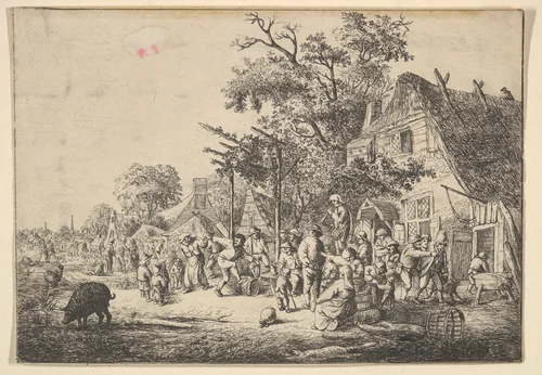 Dance Under the Trellis by Adriaen van Ostade, print, 1610-1685