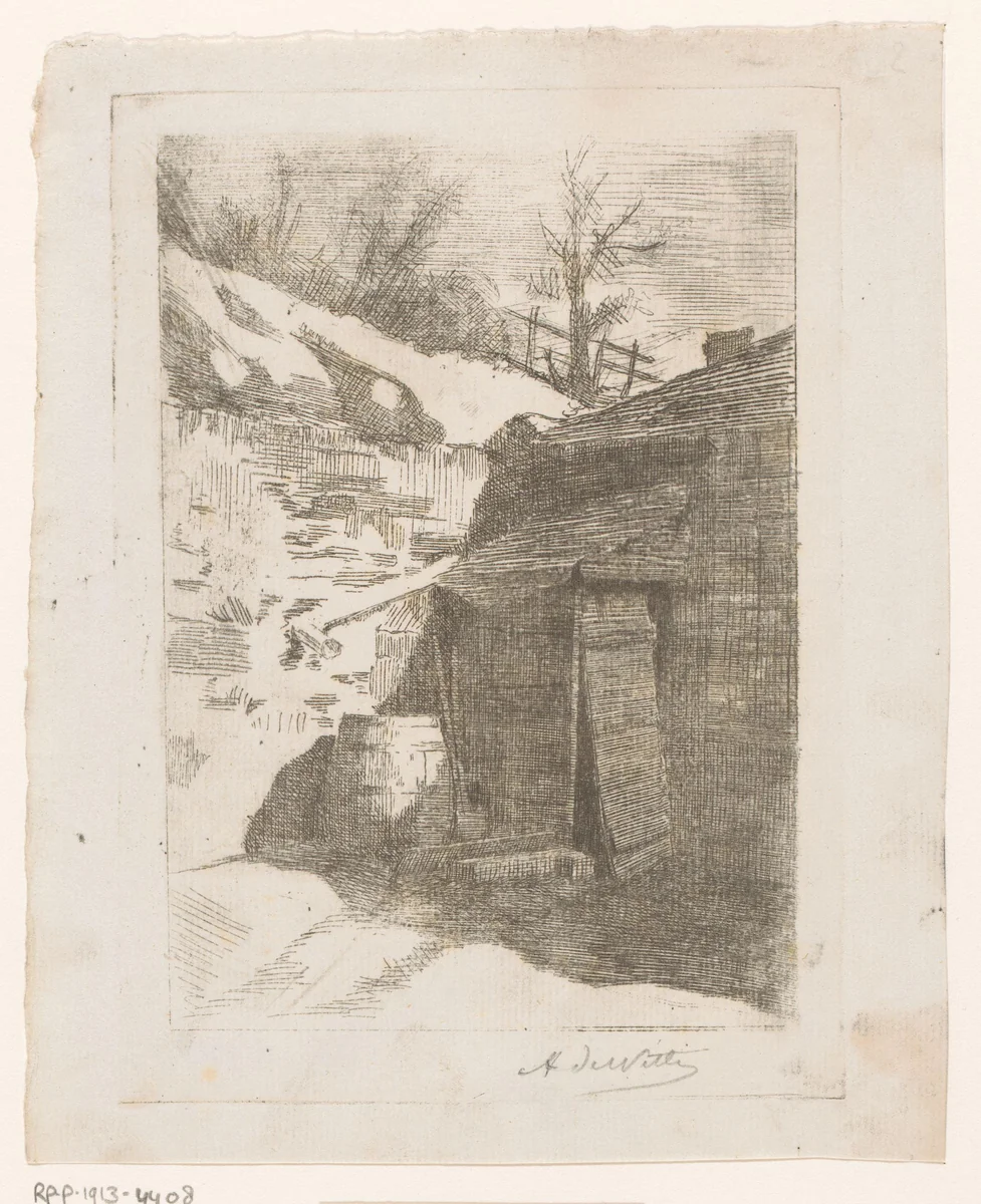 Erf met regenton by Adrien De Witte, print, 1876