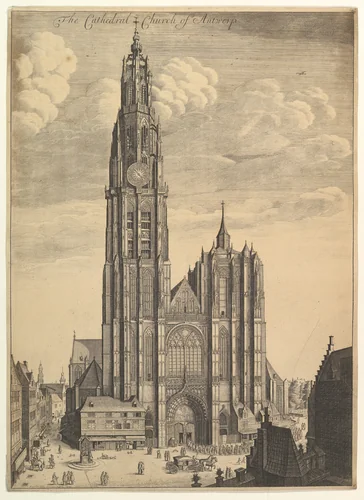 Antwerp Cathedral (Prospectvs Tvrris Ecclesiæ Cathedralis) by Wenceslaus Hollar, print, 1649