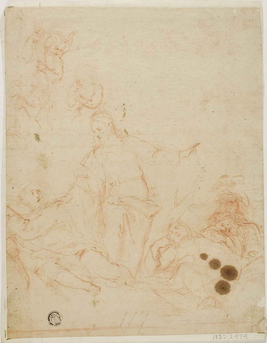 Christ Rebuking a Disciple in the Garden by Lodovico Carracci, drawing, 1600-1699