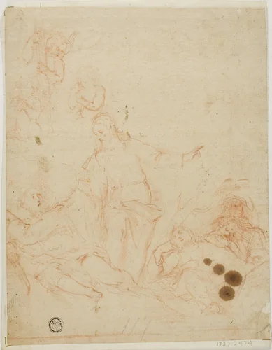 Christ Rebuking a Disciple in the Garden by Lodovico Carracci, drawing, 1600-1699