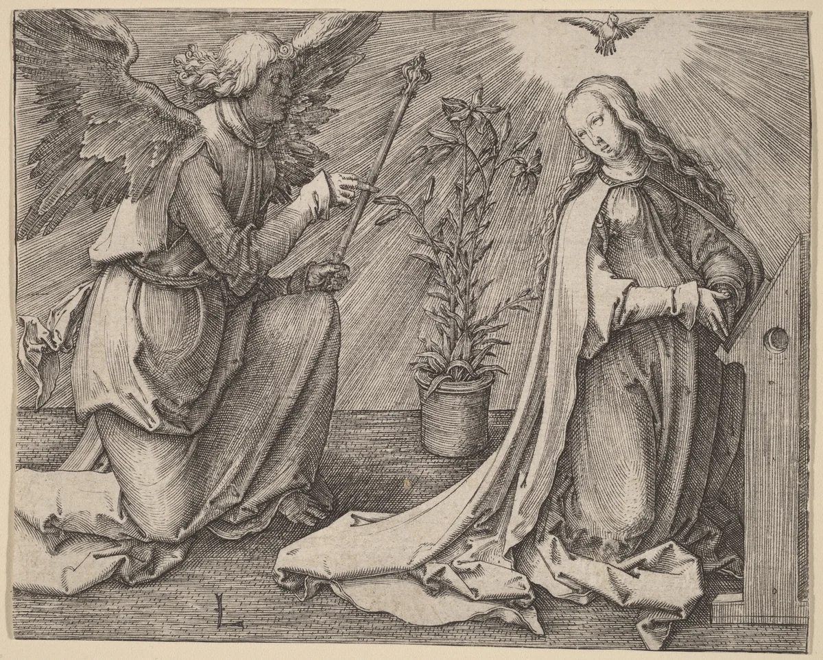 The Annunciation by Lucas van Leyden, print, 1514-1516