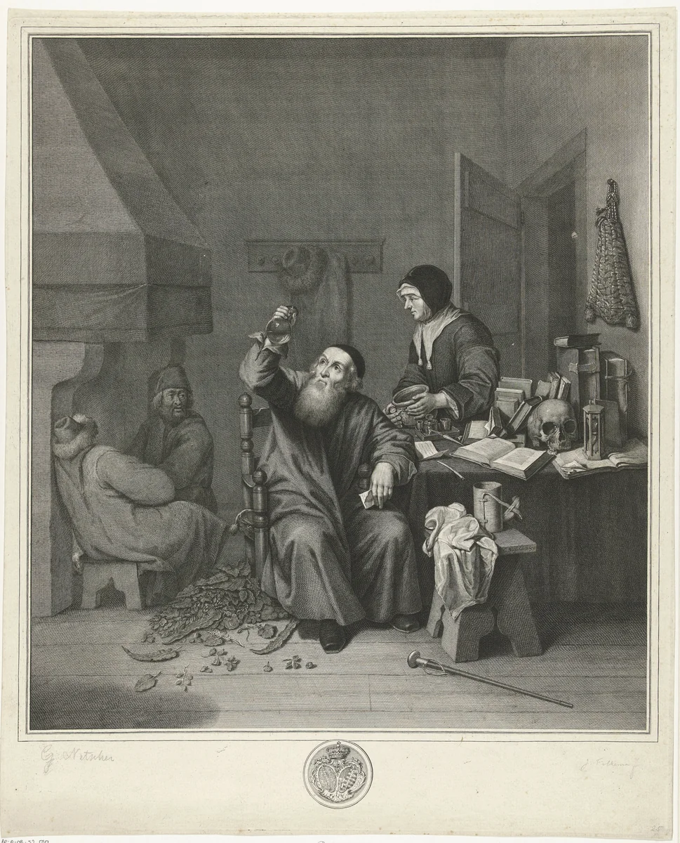 Piskijker by Jacob Folkema, print, 1702-1767