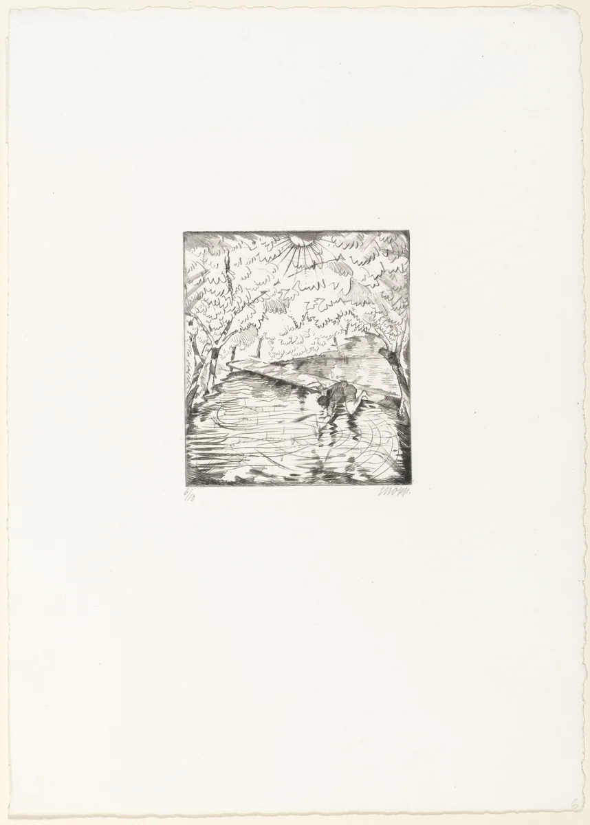 On the Bridge in Lodi (Auf der Brücke von Lodi) from the portfolio Das Buch Le Grand by Max Oppenheimer, print, 1913