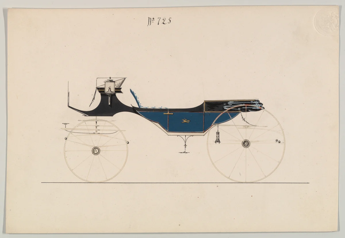 Design for Vis-à-vis/ Caleche, no. 725 by Brewster & Co., drawing, 1850-1870