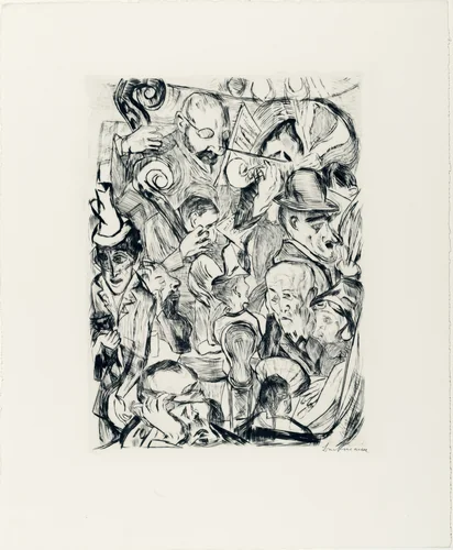 Café Music (Cafémusik) from Faces (Gesichter) by Max Beckmann, print, 1918