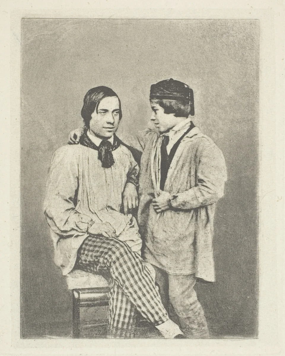 Peasant Father and His Son by Armand-Hippolyte-Louis Fizeau, print, 1842