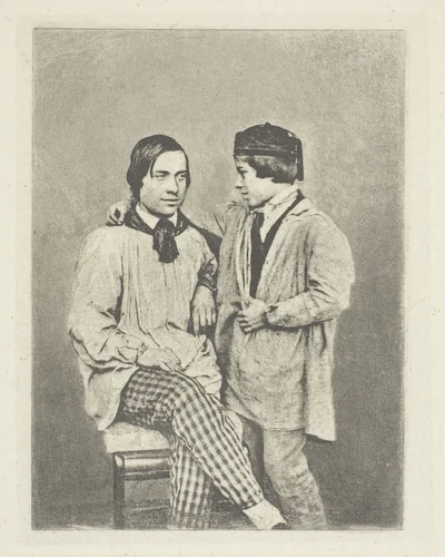 Peasant Father and His Son by Armand-Hippolyte-Louis Fizeau, print, 1842