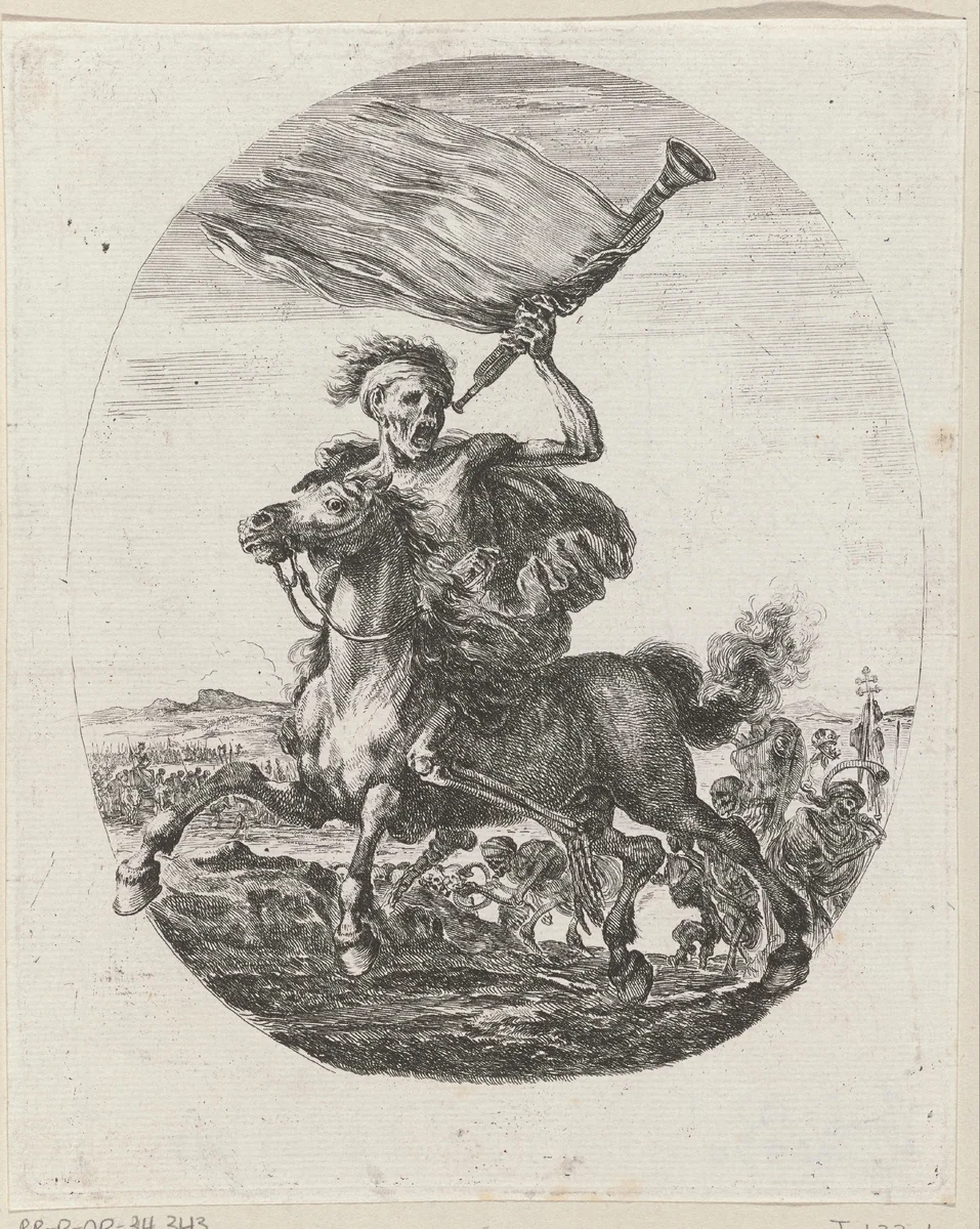 De Dood te paard by Stefano della Bella, print, 1620-1664