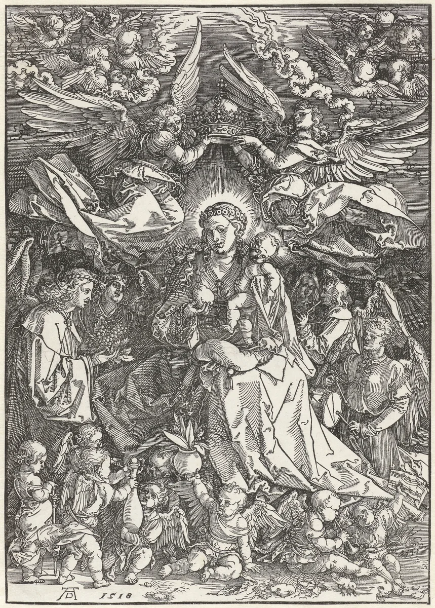 Maria als koningin der engelen by Unknown, print, 1518
