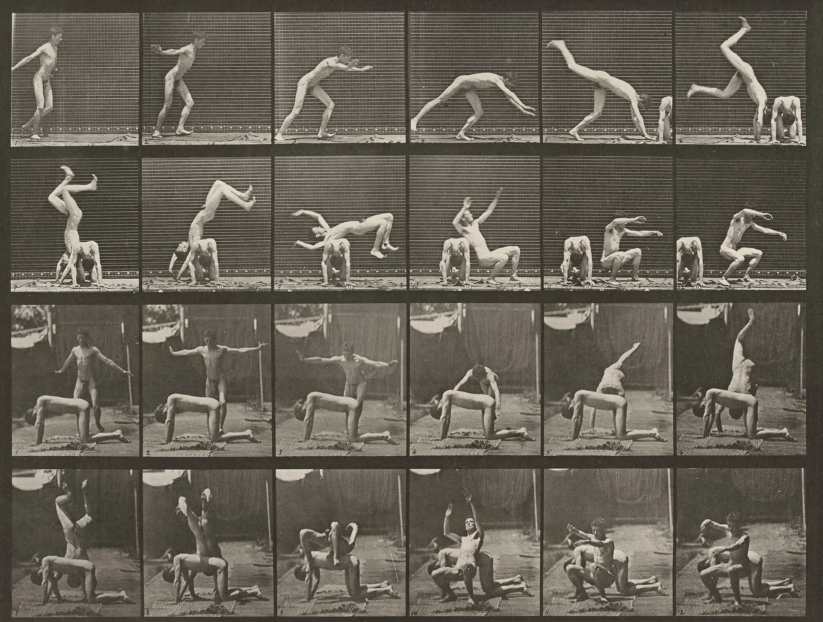 Plate Number 364. Handspring over a man's back by Eadweard Muybridge, photograph, 1887