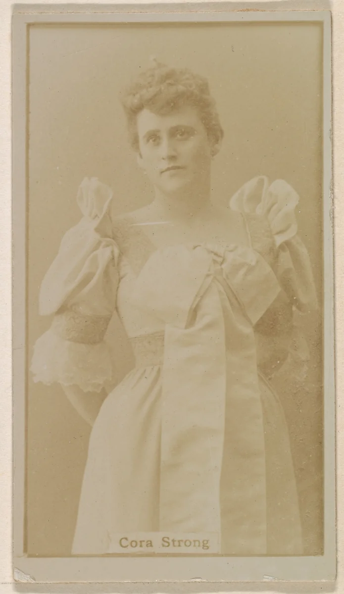 Cora Strong, from the Actresses series (N245) issued by Kinney Brothers to promote Sweet Caporal Cigarettes by Kinney Brothers Tobacco Company, photograph, 1890