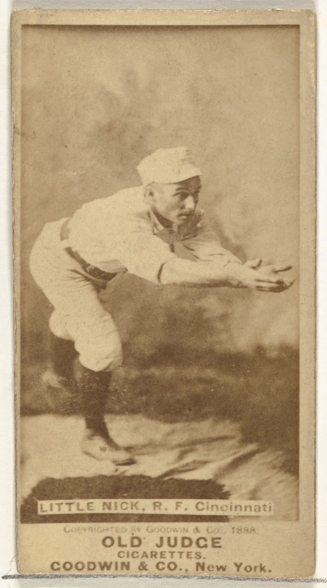 Hugh N. "Little Nick" Nicol, Right Field, Cincinnati, from the Old Judge series (N172) for Old Judge Cigarettes by Goodwin & Company, photograph, 1888