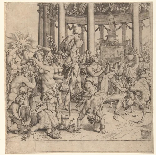Triomf van Bacchus, rechter plaat by Unknown, print, 1543