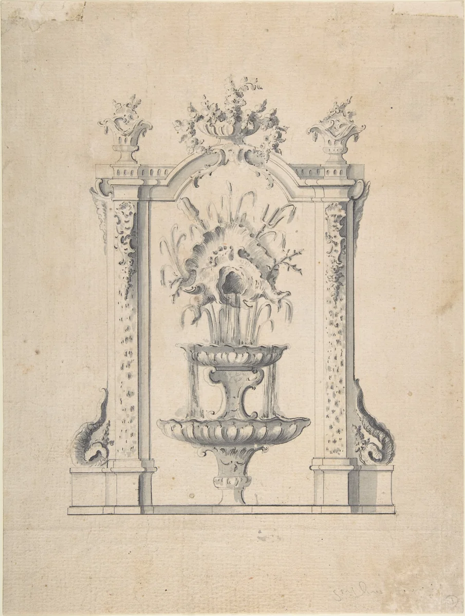 Design for a Fountain by anonymous, drawing, 1700-1799