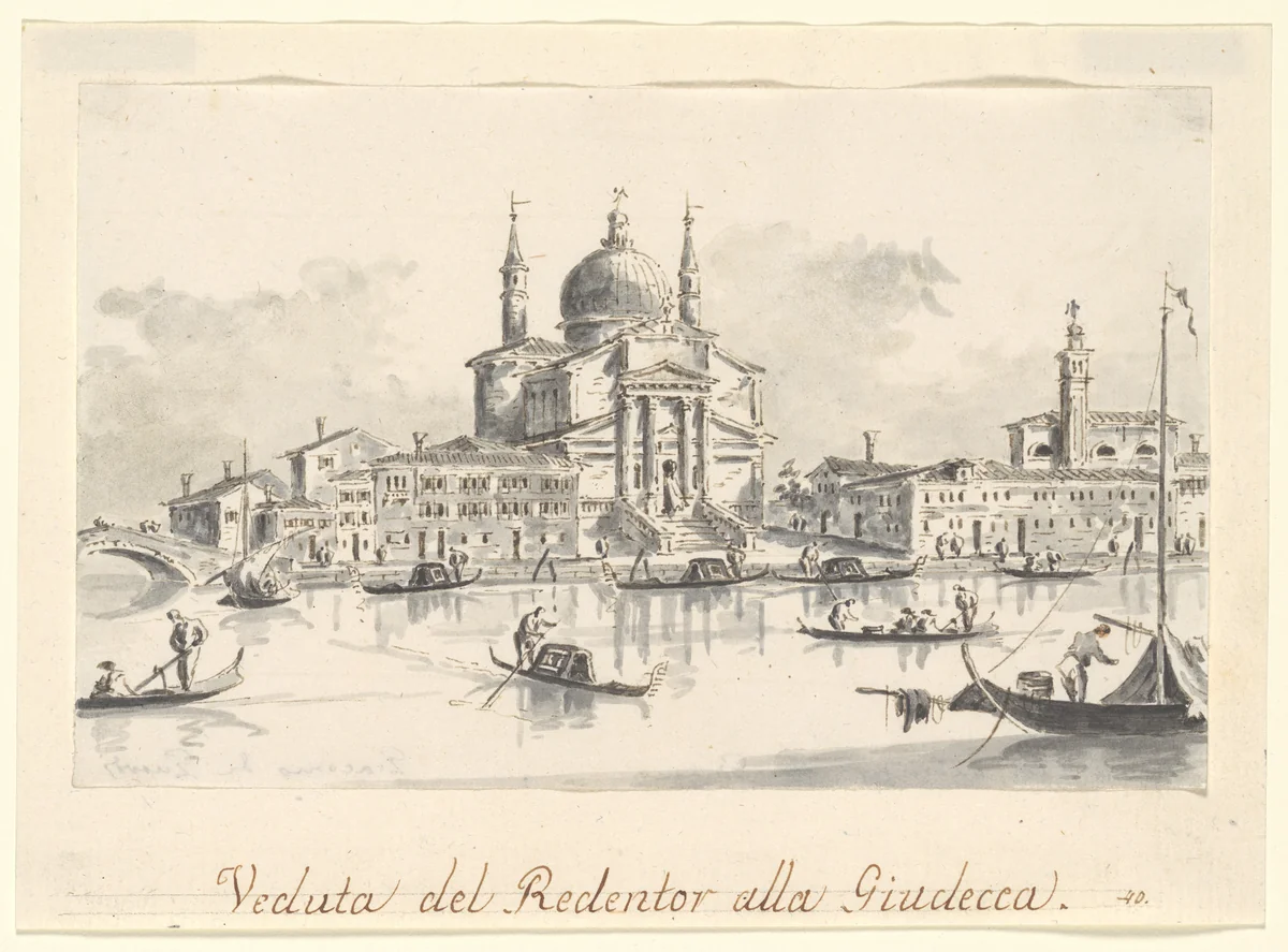 The Church of the Redentore from the Giudecca Canal by Giacomo Guardi, drawing, 1801-1831