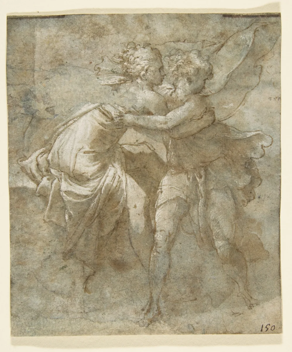 Joseph and Potiphar's Wife by Taddeo Zuccaro, drawing, 1545-1555