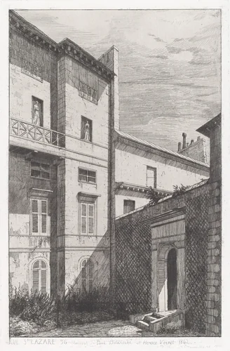 Rue St. Lazare 56, Maison de Paul Delaroche et Horace Vernet by Adolphe Potémont, print, 1842