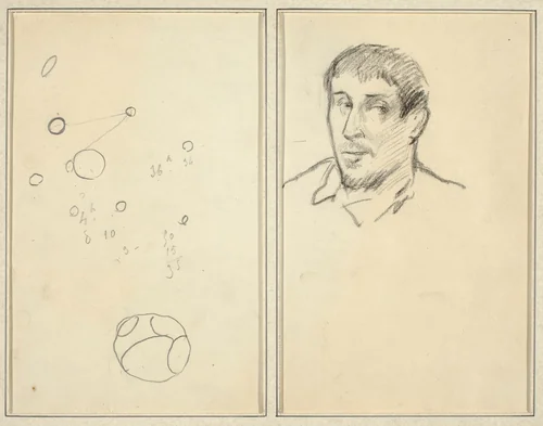 Circles and Numbers; Self-Portrait [recto] by Paul Gauguin, drawing, 1879-1889