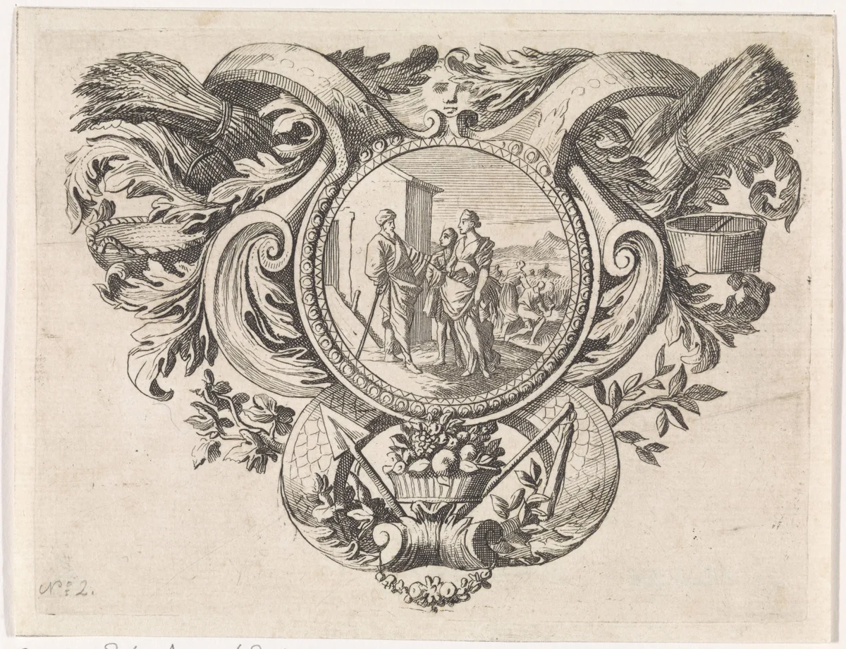Boaz spreekt tot de opzichter by Caspar Luyken, print, 1705