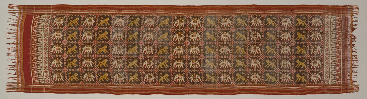 Ceremonial Cloth with Pattern of Elephants and Tigers by India, Gujarat, textile, 1801-1900